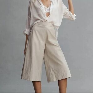 Anthropologie Beatrice B The Met Cream Faux Leather Culottes